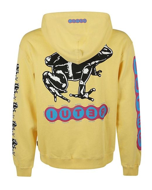 Iuter Yellow Printed Cotton Hoodie for men