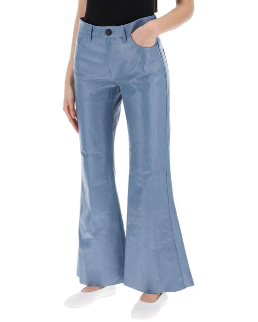 Marni Flared Leather Pants Voor Vrouwen in het Blue