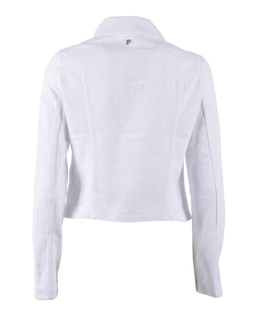 Dondup White Cropped Cotton Classic Jacket