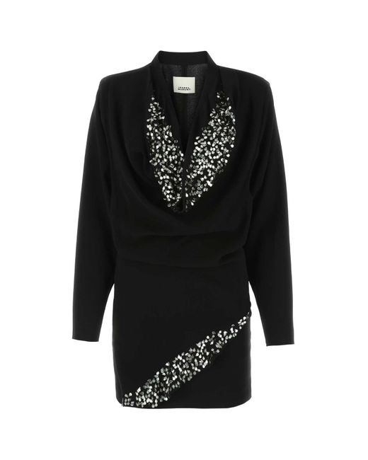 Isabel Marant Black Crepe Lazeli Mini Dress