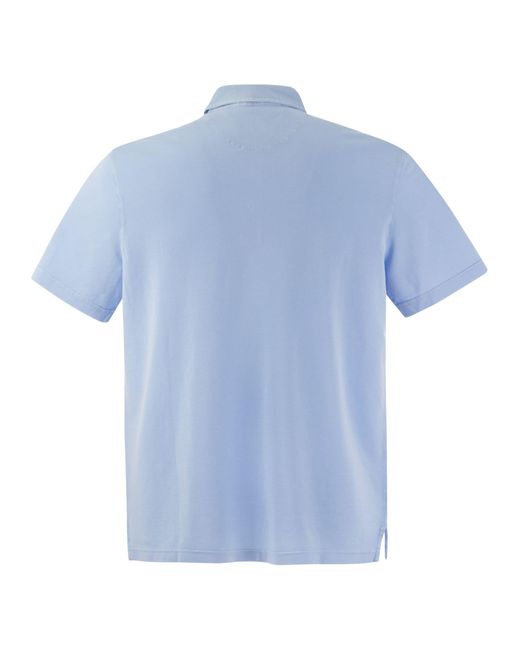 Fedeli Katoenpolo Shirt Met Korte Mouwen in het Blue
