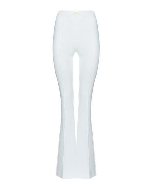 Elisabetta Franchi Elisabetta -franchi Wijd Uitlopende Broek Met Logoplaat in het White
