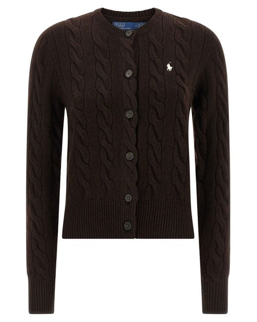 Tressée Cardigan Ralph Lauren en coloris Black