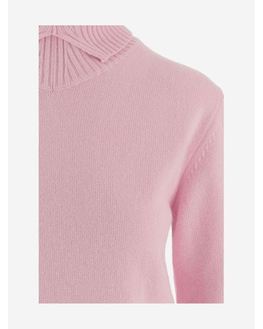 Jil Sander Pink Wool Turtleneck Sweater