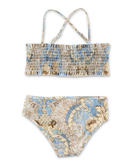 Zimmermann Multicolor Mini Shirred Bikini Set For Girls