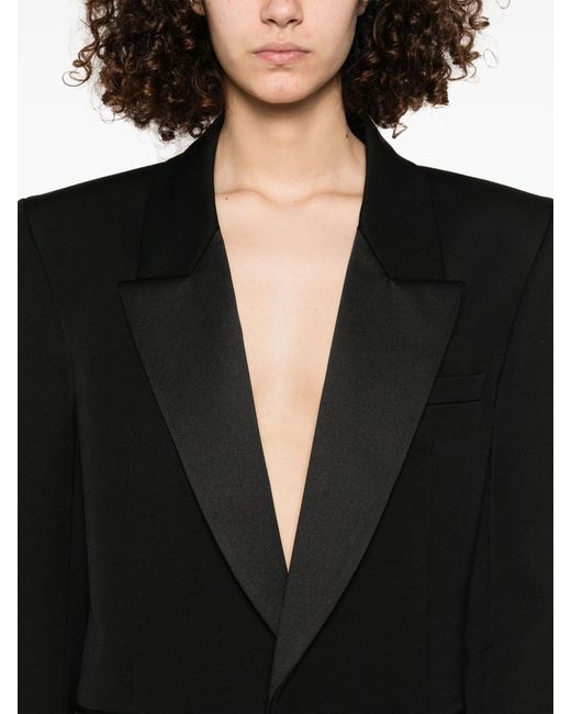 Saint Laurent Black Grain De Poudre Tuxedo Jacket