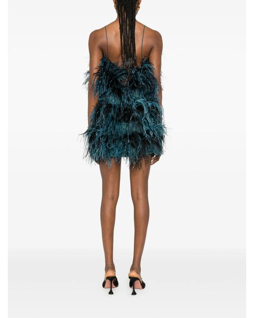 Oseree Green Fluffy Mini Dress