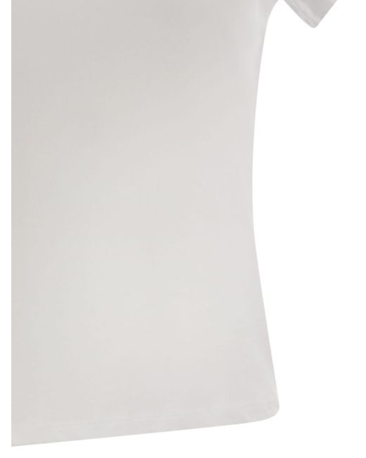 Majestic White Crew-Neck Short-Sleeved Cotton T-Shirt