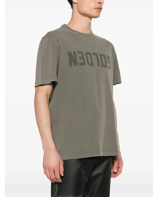 Golden Goose Deluxe Brand Gray Golden M's Regular T Shirt Distressed Cotton Jersey With Logo for men