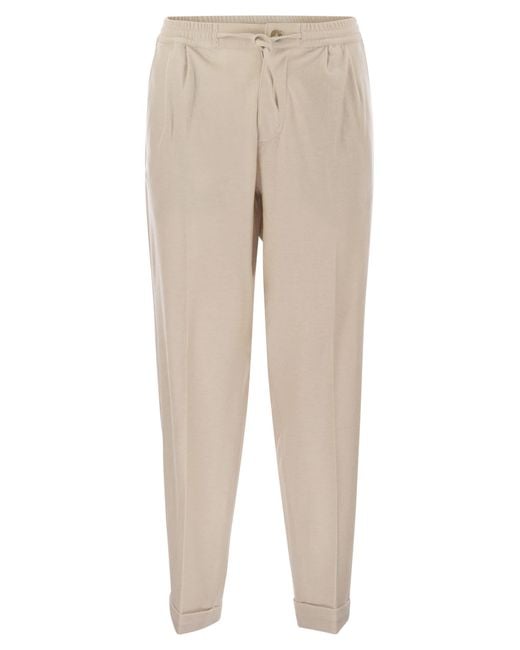 Fedeli Natural Harvard Soft Cashmere Flannel Trousers for men
