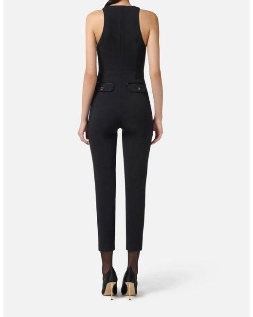 Elisabetta Franchi Blue Overall With Zip Details
