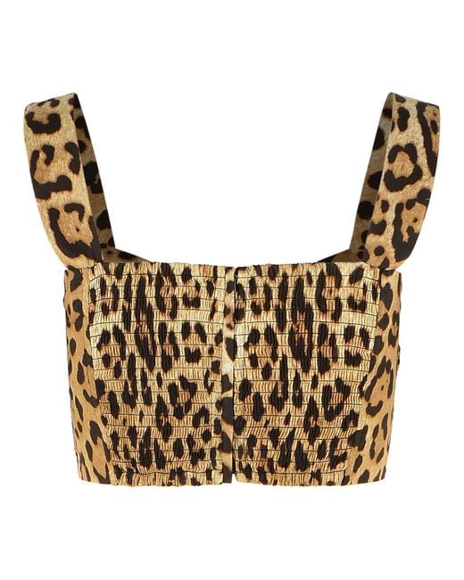 Dolce & Gabbana Metallic Leopard Print Cotton Bustier
