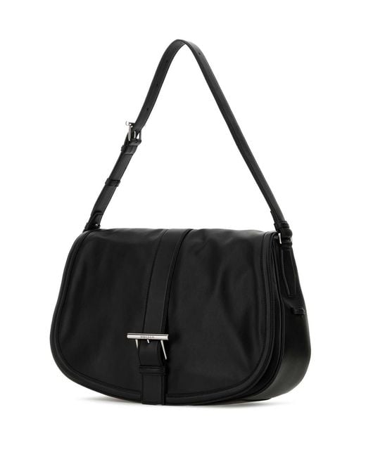 McQueen Black Leather Maxi Satchel Shoulder Bag