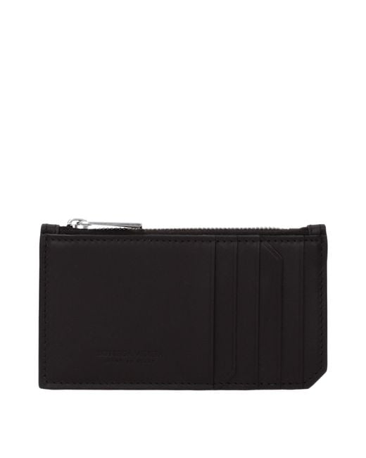 Bottega Veneta Black Document Holder/Dark Chocolate Leather