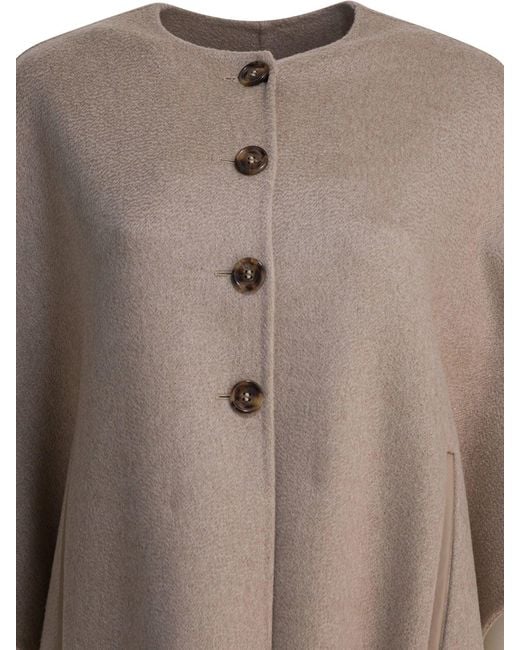 Max Mara Kasjmier Midi-cape in het Natural
