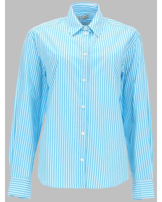 Mc2 Saint Barth Blue Striped Cotton Shirt For