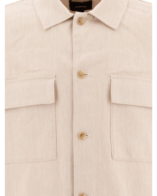 Vince Natural Linen Overshirt Jackets And Coats for men