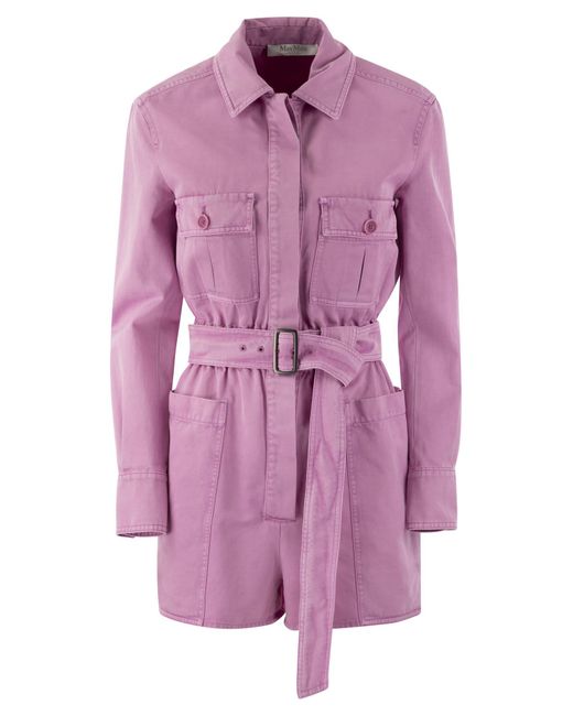 Max Mara Purple Visiera Short Cotton Drill Suit