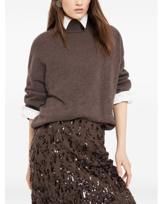 Jersey de cachemira con cuello alto Brunello Cucinelli de color Brown