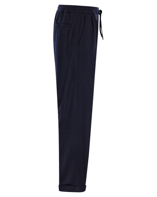 Fedeli Blue Harvard Soft Cashmere Flannel Trousers for men