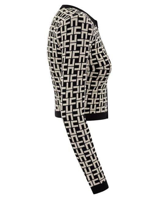 Elisabetta Franchi Elisabetta -franchi Viscose Jacquard Mini Cardigan in het Black