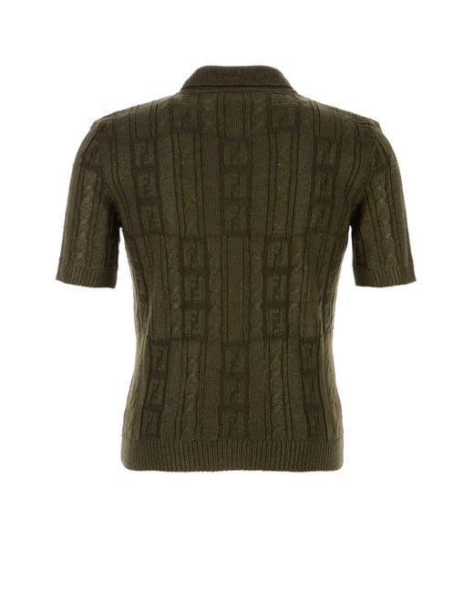 Fendi Green Wool Polo Shirt for men