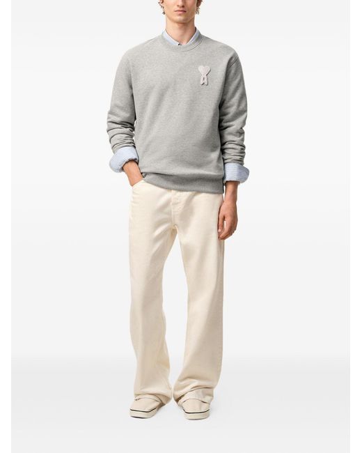 AMI Gray Ami De Coeur Cotton Sweatshirt for men