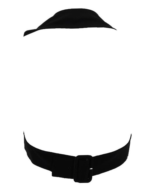 Courreges Black Solid Round Neck Top