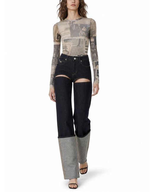 Jean Paul Gaultier Black High-Rise Cutout Wide-Leg Jeans