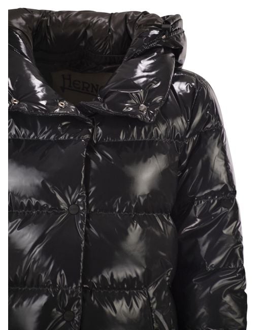 Herno Black Glossy Nylon Down Jacket