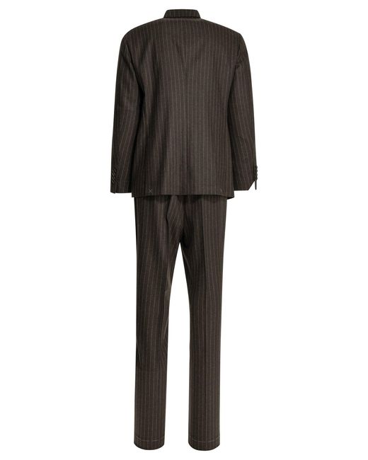 Brunello Cucinelli Black Formal Pinstripe Suit for men