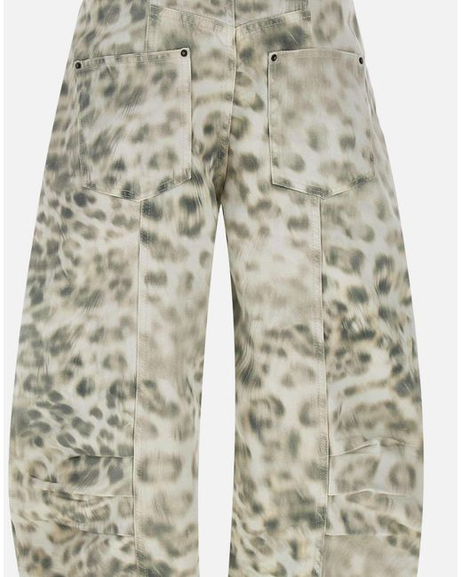 Rotar Birger Christensen Pantalones de carga de mezclilla con estampado de animales ROTATE BIRGER CHRISTENSEN de color White