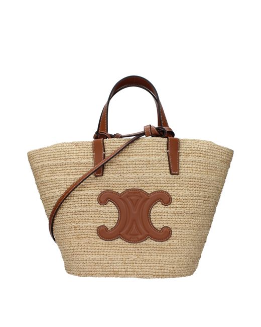 Céline Brown Handbags Teen Rafia/Tan