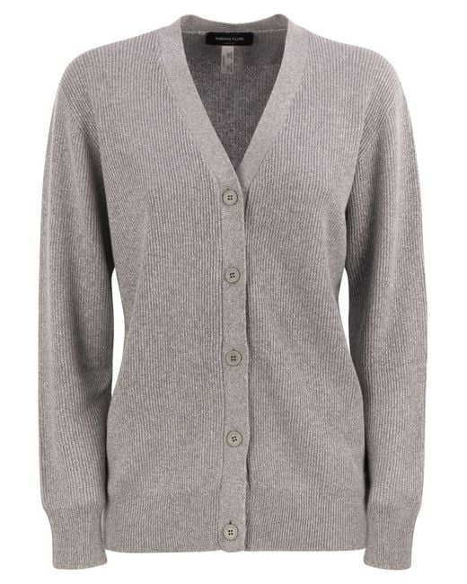 Fabiana Filippi Gray English Ribbed Cardigan