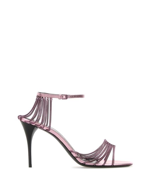 Saint Laurent Multicolor Lilac Metal Babylone Sandals