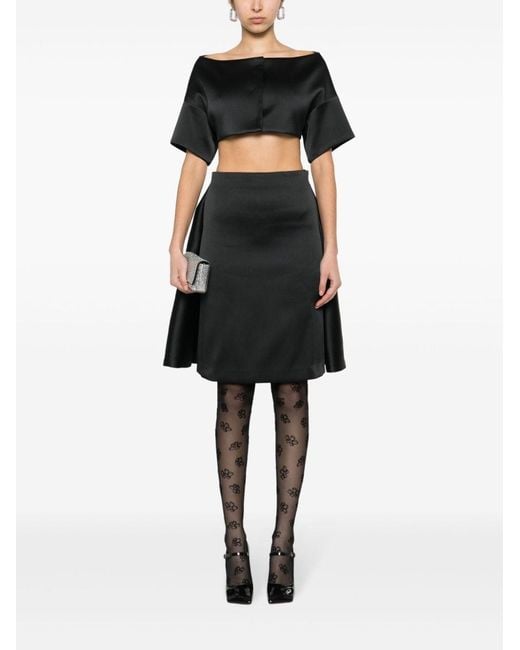 P.A.R.O.S.H. Black Layered Detail Midi Skirt