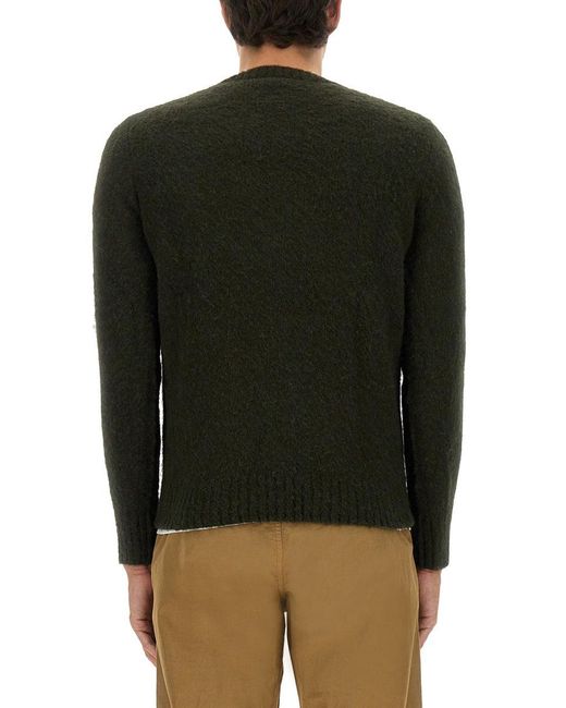 Aspesi Black Relaxed Fit Wool Jersey Sweater for men