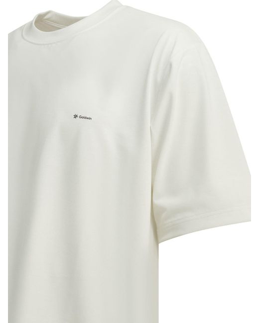 Goldwin White Crew Neck T Shirt With Logo