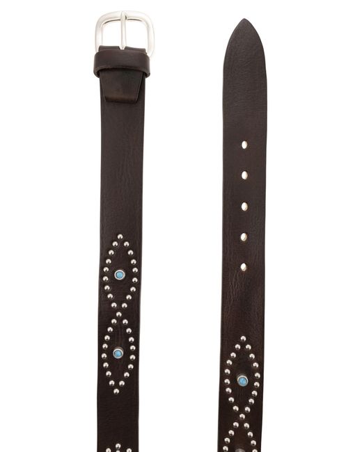 Alberto Luti Brown Studded Leather Belt for men