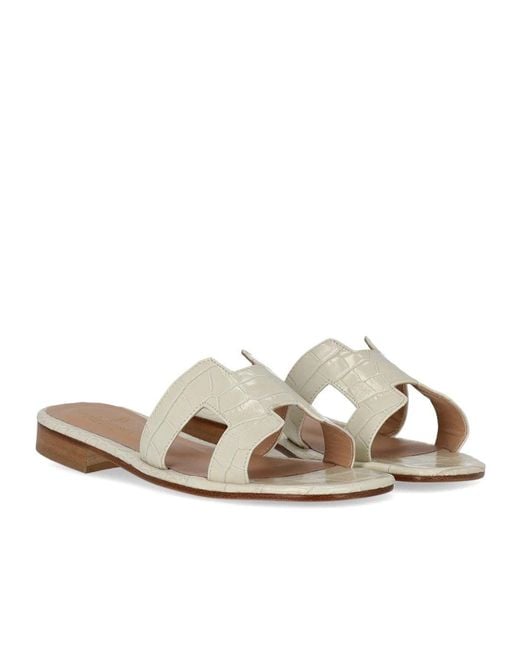 Paolo Ferrara White Croco Print Sandal