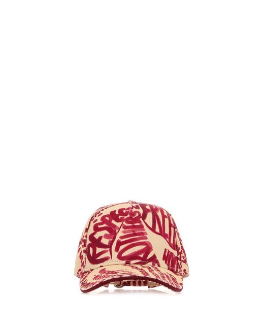 DSquared² Red Printed Denim Rebel Hibiscus Baseball Cap