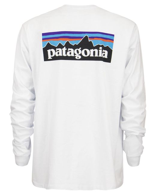 Patagonia White T -Shirt mit Logo Langarm