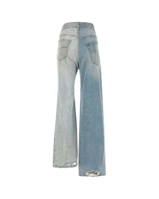 Balenciaga Blue Two-tone Denim Fifty-fifty Jeans