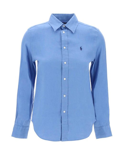 Polo Ralph Lauren Blue Leinen -Leinwandhemd für Männer/W.