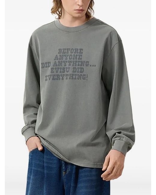 Evisu Gray Ej Fire Daicock Ls Tee