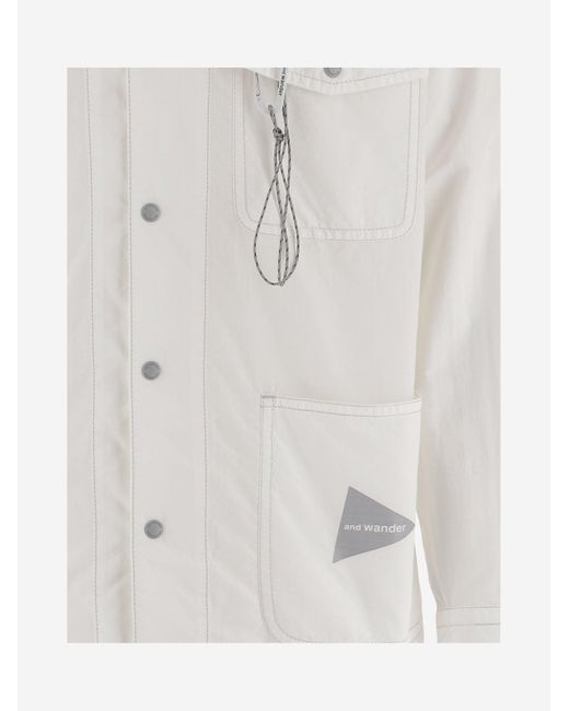 And Wander White Cotton Blend Jacket With Logo