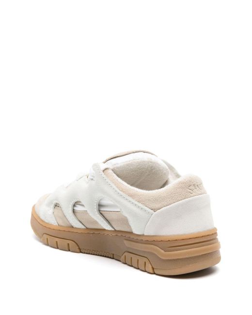Santha White Curb Panelled Leather Sneakers for men