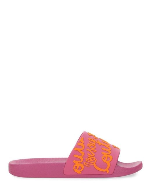 Versace Jeans Couture Pink Slide Sandal With Logo