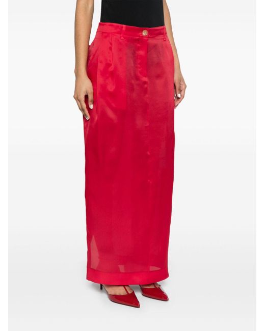 Khaite Red Lucian Silk Skirt