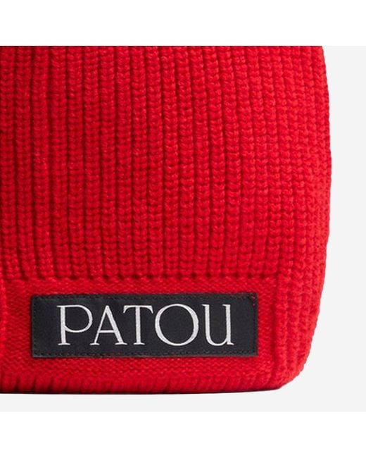 Patou Red Stretch Wool Blend Beanie